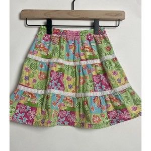 Hartstrings Girls Skirt Colorful Floral With Lace Detail Size 5 Elastic Waist